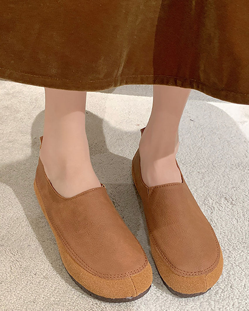 Minimalist retro soft sole round toe loafers