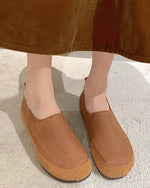 Minimalist retro soft sole round toe loafers