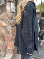 Cable Large Suit Collar Mid-Length Cardigan Knitted Jacket