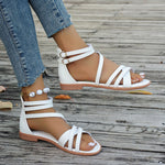 Zipper Buckles Flat Roman Sandals