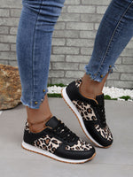 Lace-Up flat shoes with TPR Sole All-Season Leopard Print sneakers
