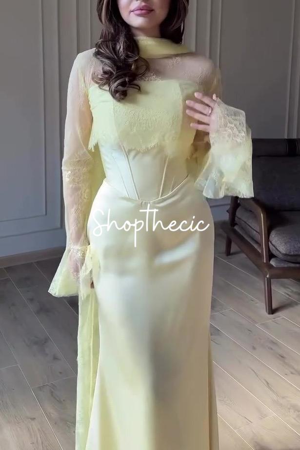 Abito in pizzo plissettato tettonico