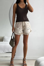 Short en jean ample gris délavé vintage vieilli