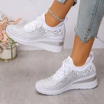 Rhinestones Woven Upper Hidden Heel lightweight walking shoes