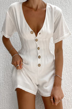 White cotton buttons short sleeved romper