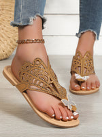 Rhinestone & Butterfly Decor Slide Clip Toe Flat Sandals
