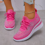 Rhinestones Woven Upper Hidden Heel lightweight walking shoes