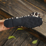 Round toe leopard print bow low heel shoes