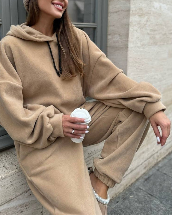 Campus Crew Polar fleece hooded sweatshirt and sweatpants two-piece set