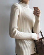 Pull polyvalent à rayures, coupe slim, demi-col roulé