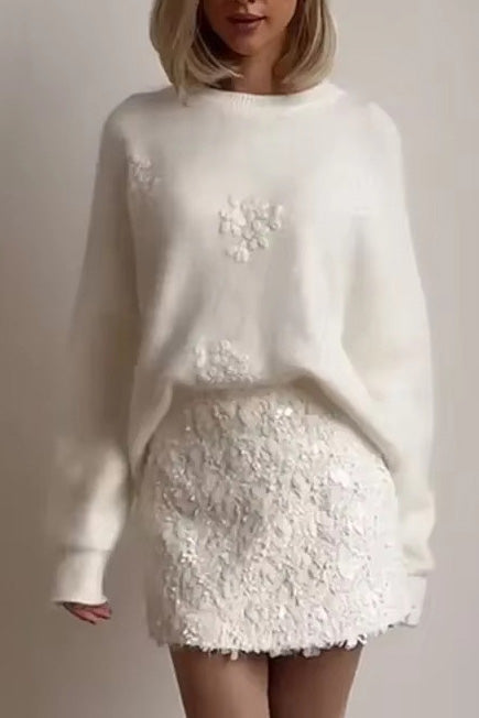 Cloud Touch floral embroidered pullover sweater