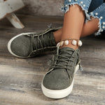 Worn-in Distressed Lace-up Canvas Shoes