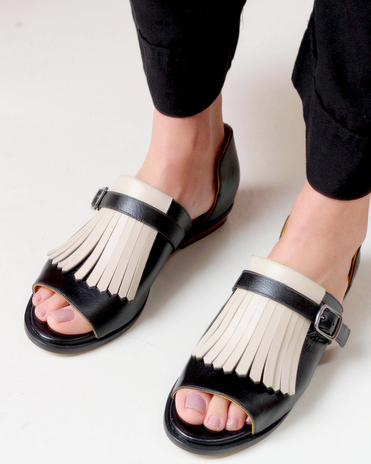 Sparkling Cascade fringed flat sandals