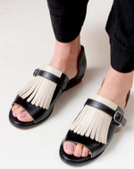 Sparkling Cascade fringed flat sandals