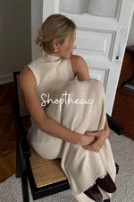 Sleeveless turtleneck knitted vest bodycon maxi skirt set