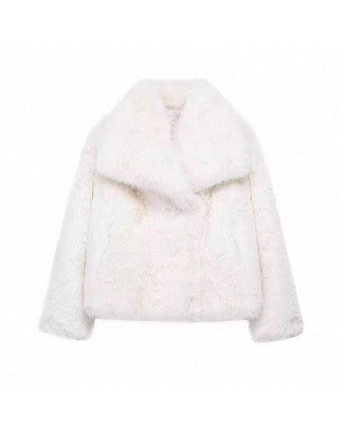 Arctic Embrace Cropped Large Lapel Plush Jacket