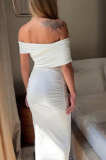 White sleeveless elastic tube top backless hip slim dress