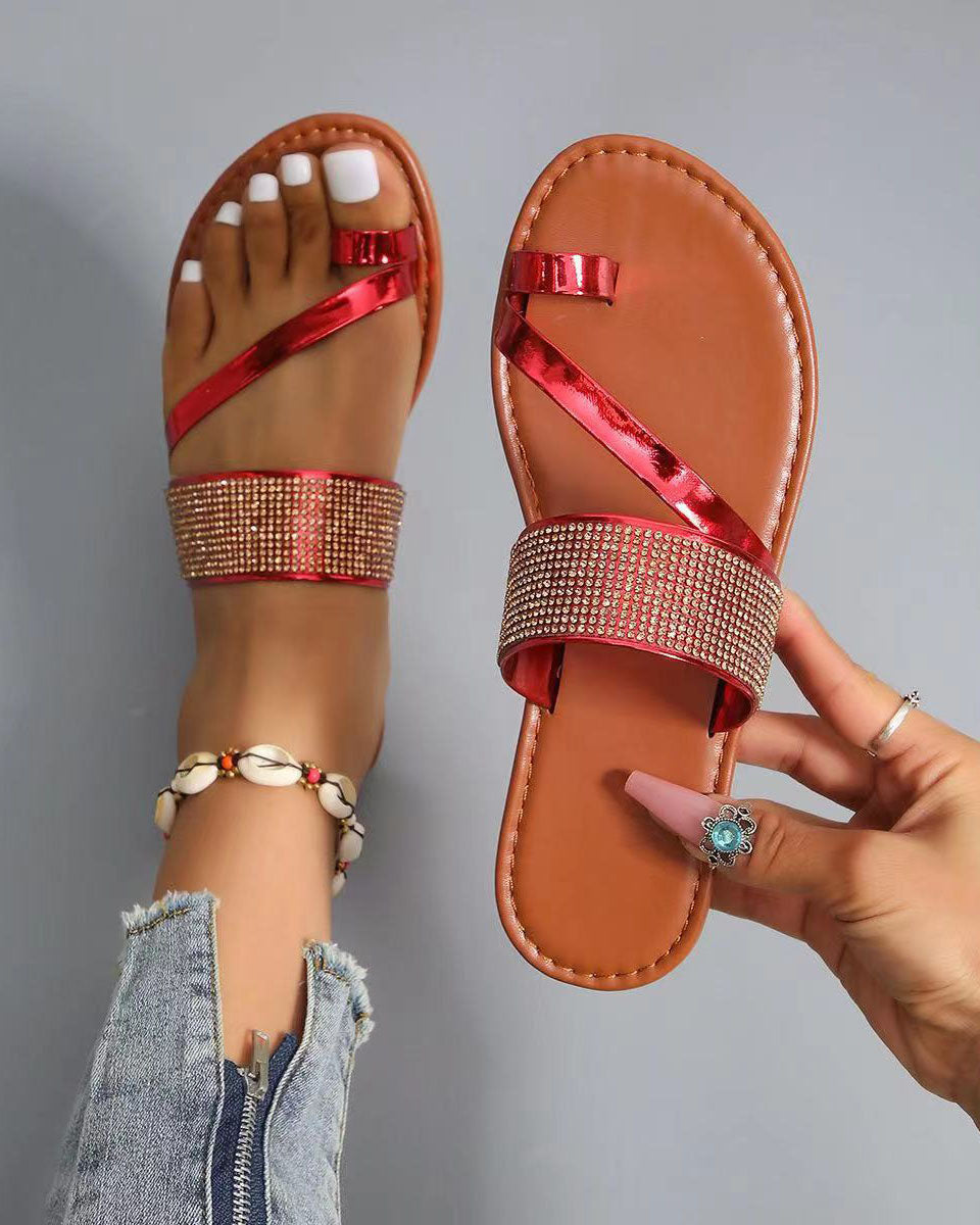 Causal Chaussons plats incrustés de diamants