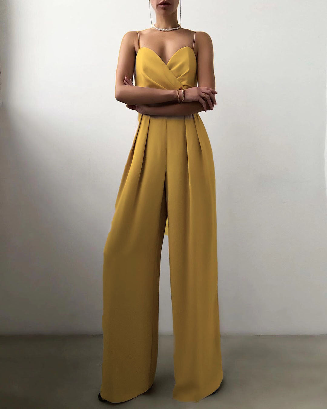 Spaghetti Strap High Waist Straight-Leg Jumpsuit