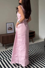 Bequemes, schlichtes, ärmelloses langes Kleid