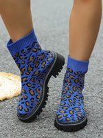 Under the Neon Leopard knitted sock boots