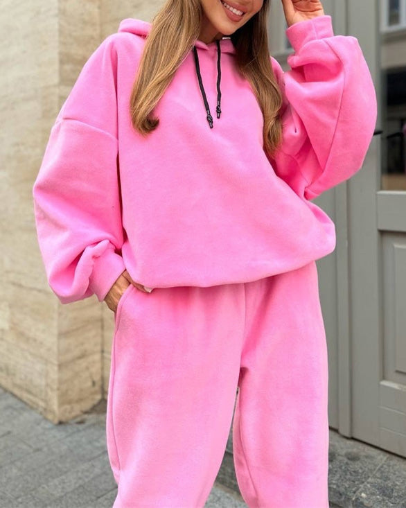 Campus Crew Polar fleece hooded sweatshirt and sweatpants two-piece set