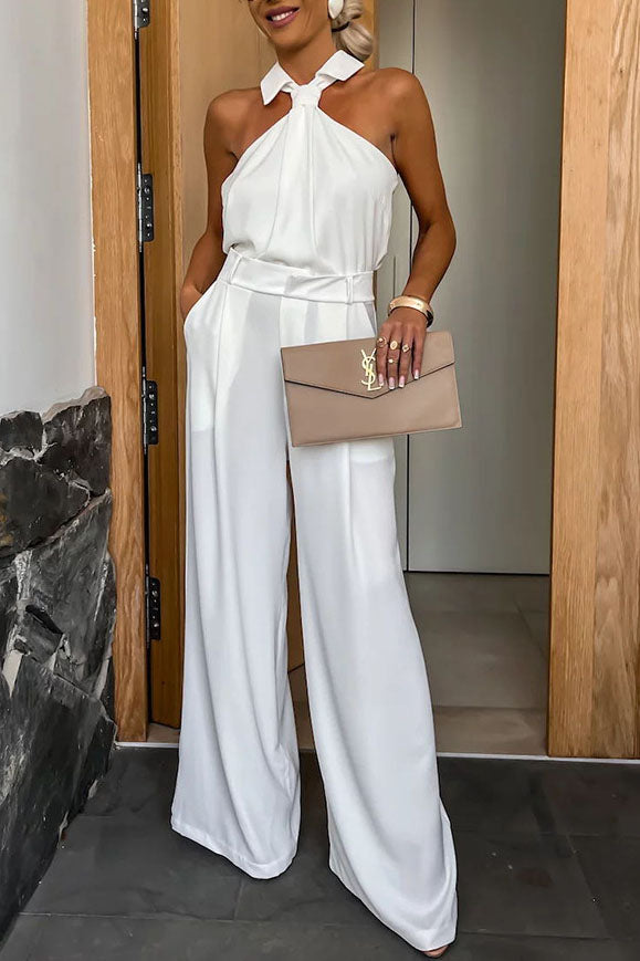 Unique Neckline Design Sleeveless Jumpsuit