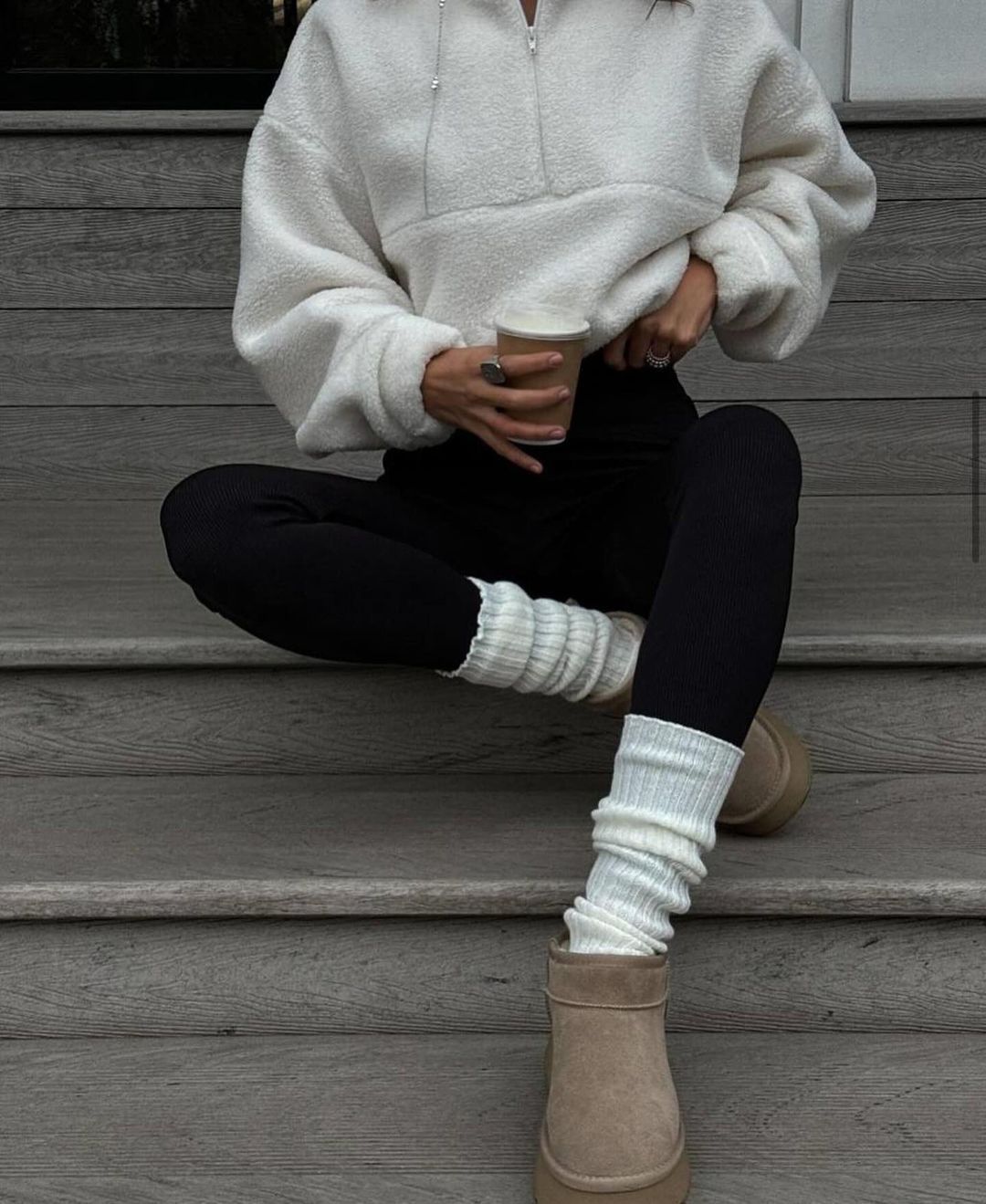 Warm Sherpa Half-Zip Stand Collar Sweatshirt