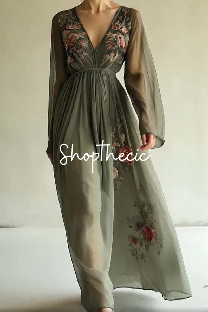 The Wizard of Oz V-neck embroidered chiffon dress