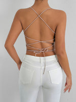 Champagne Lace-Up Backless Camisole Top