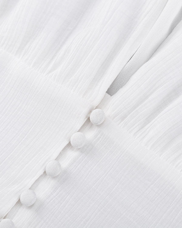 Elegant puff sleeve slit mesh dress