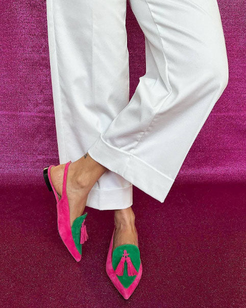 Sandales à bride arrière à pampilles et bout pointu assorties