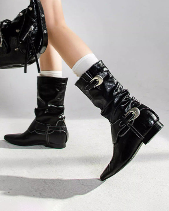 Downtown Edge Metal buckle mid-calf boots
