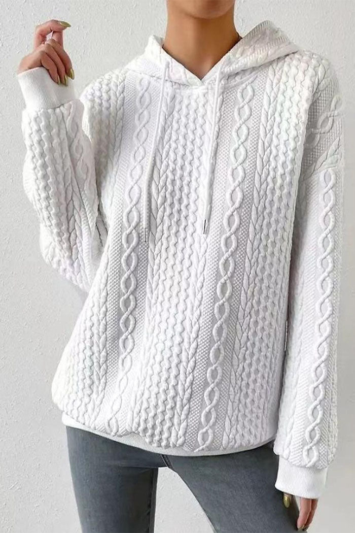 Langärmliges, lockeres Sweatshirt mit Jacquard-Kapuze und Schnürung