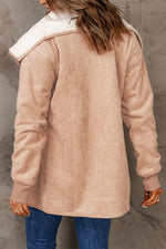 Langärmlige Thermojacke aus Wildleder und Lammwolle mit Revers