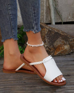 Chaussons plats à lanières tissées de couleur unie