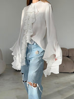 Wide Cuffs and Ruffles Long sleeve Light Shirt