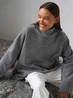 Cozy Solid color turtleneck knitted pullover loose sweater