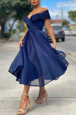 Mesh Off-shoulder Crisscross Neckline Dress