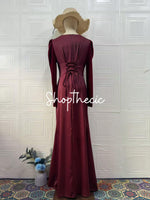 Abito da sera retrò in velluto e raso patchwork