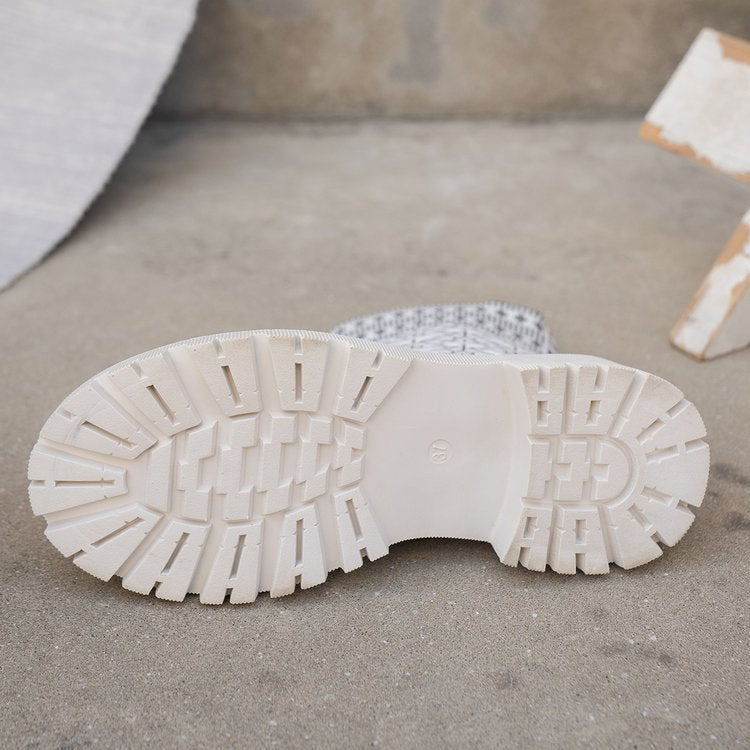 Bottes de cheminée montantes stretch en tricot flyknit à motif géométrique