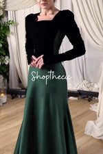 Abito da sera retrò in velluto e raso patchwork