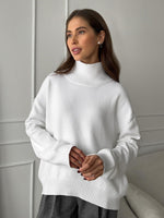 Loose-fitting turtleneck simple solid color pullover sweater