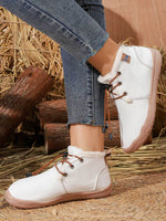 Convenient lacing system plush soft rubber sole snow boots