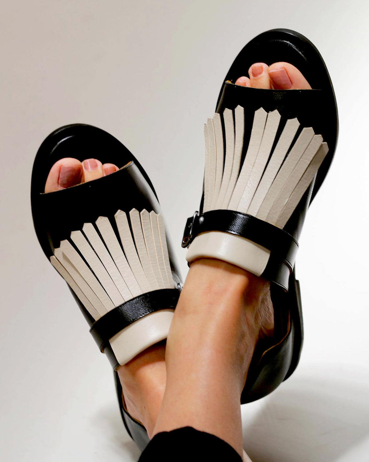 Sparkling Cascade fringed flat sandals