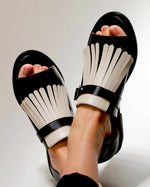 Sparkling Cascade fringed flat sandals