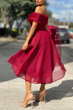 Mesh Off-shoulder Crisscross Neckline Dress