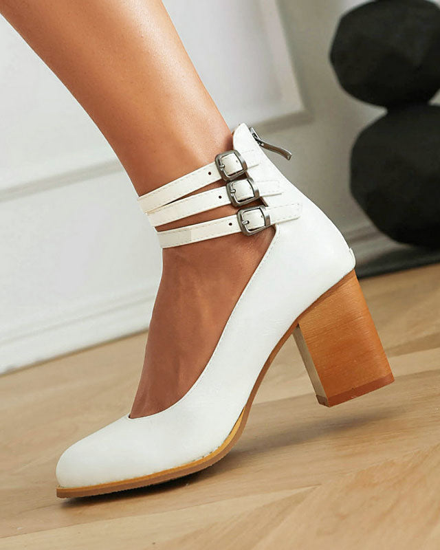 One-Strap Chunky Heel Mary Jane Sandals