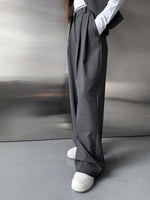 Smooth loose wide-leg straight suit trousers