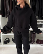 Coffee Run Hooded sweatshirt and cropped pants two-piece set